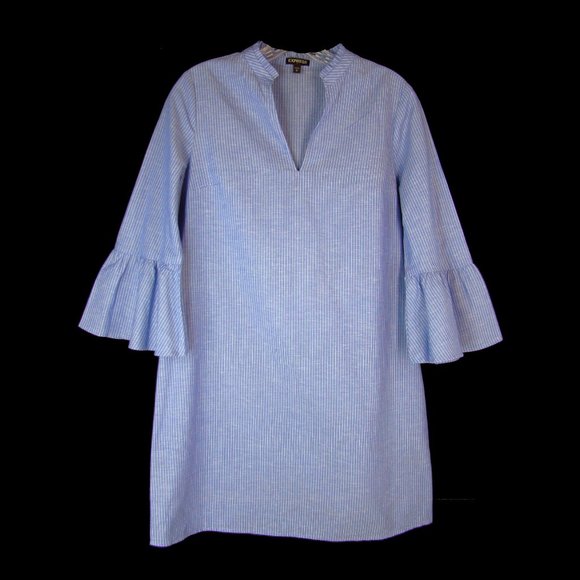 Express Cotton Linen Bell SleeveTunic Mini Dress S - Picture 1 of 5